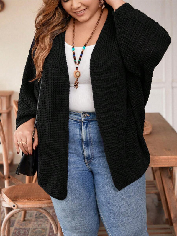 Plus Batwing Long Sleeve Open Front Cardigan