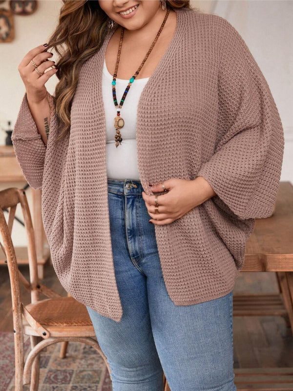 Plus Batwing Long Sleeve Open Front Cardigan