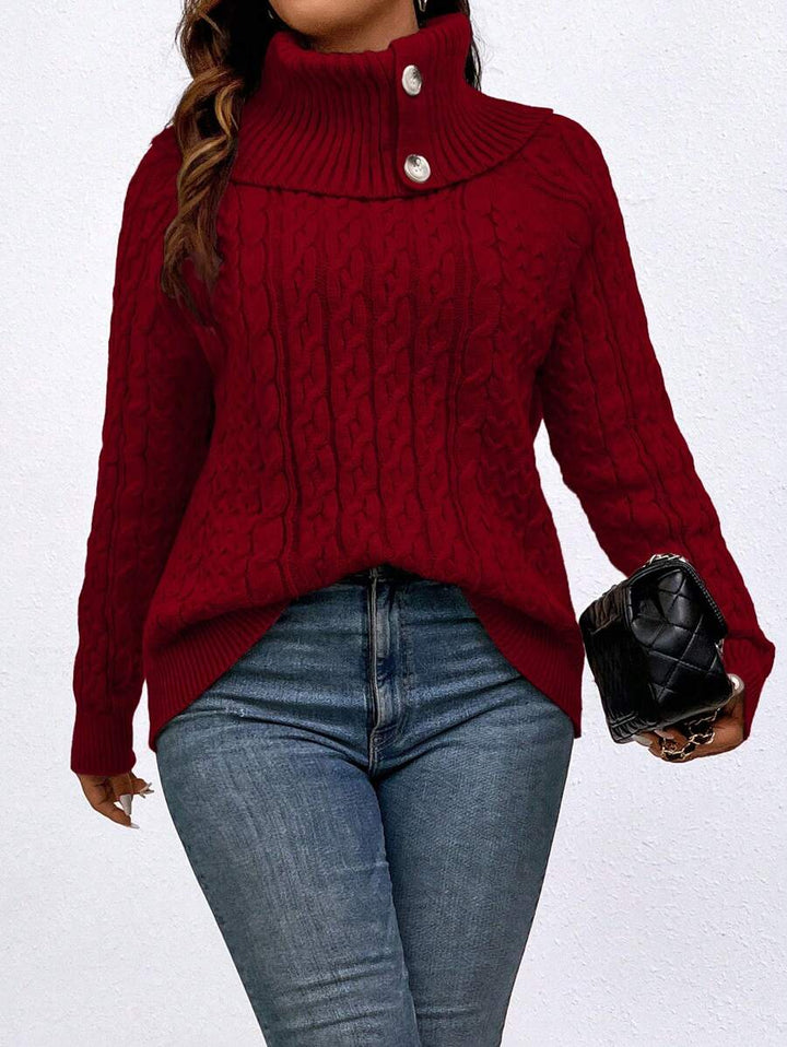 Plus Cable Knit Raglan Sleeve Sweater