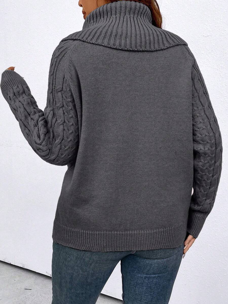 Plus Cable Knit Raglan Sleeve Sweater