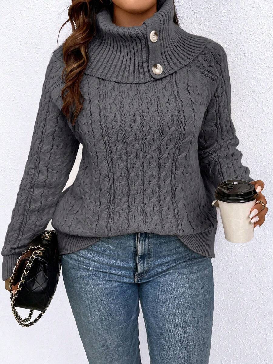 Plus Cable Knit Raglan Sleeve Sweater