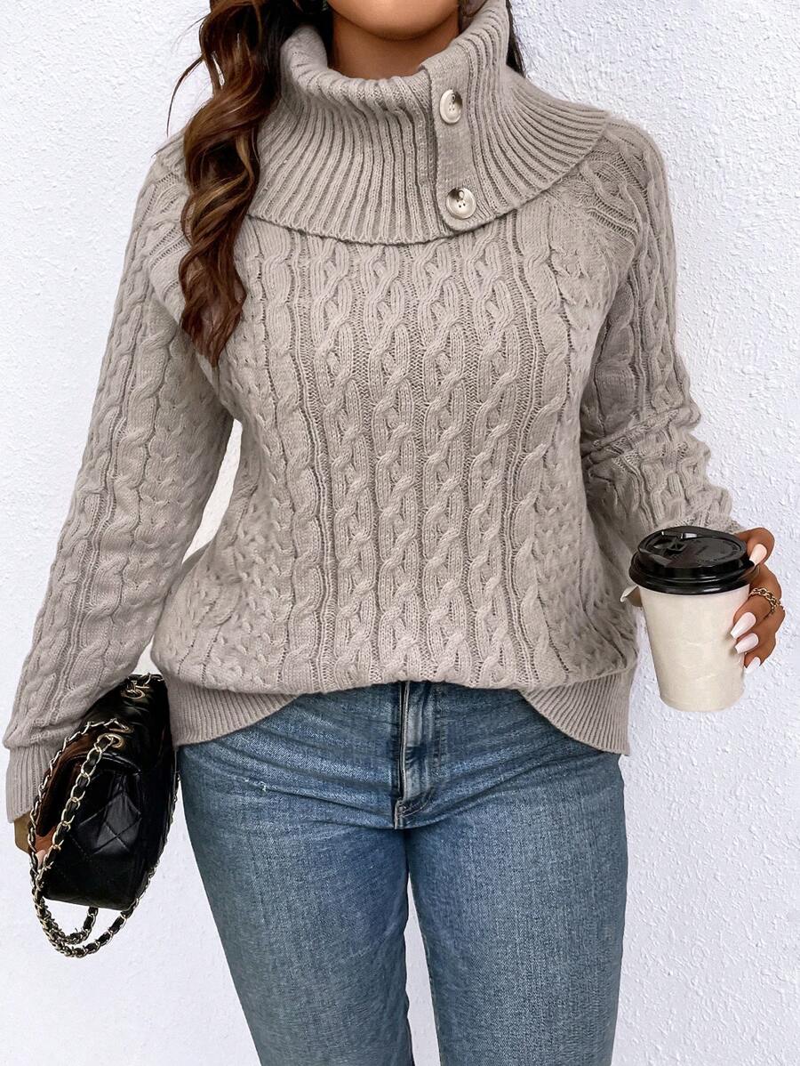 Plus Cable Knit Raglan Sleeve Sweater