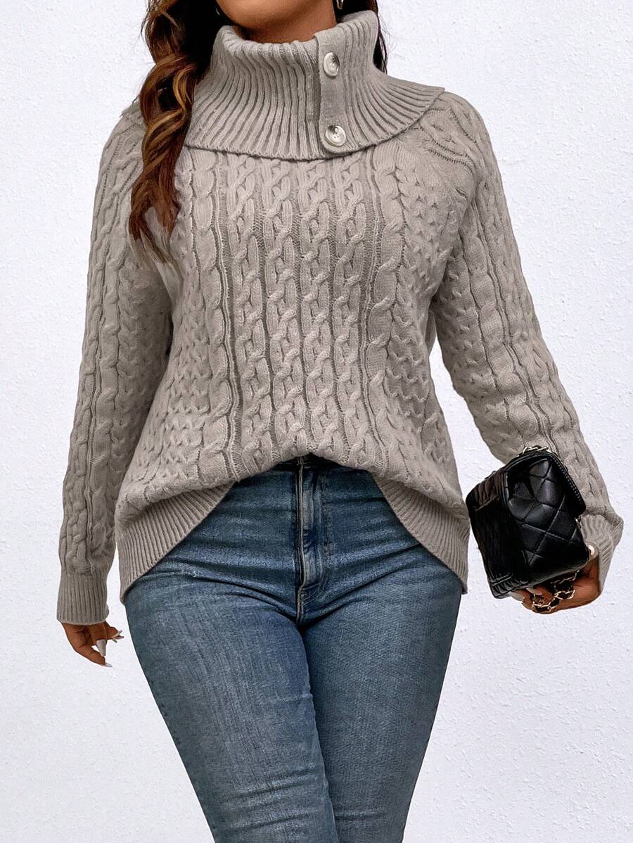 Plus Cable Knit Raglan Sleeve Sweater