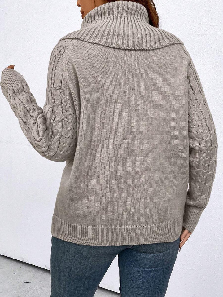 Plus Cable Knit Raglan Sleeve Sweater