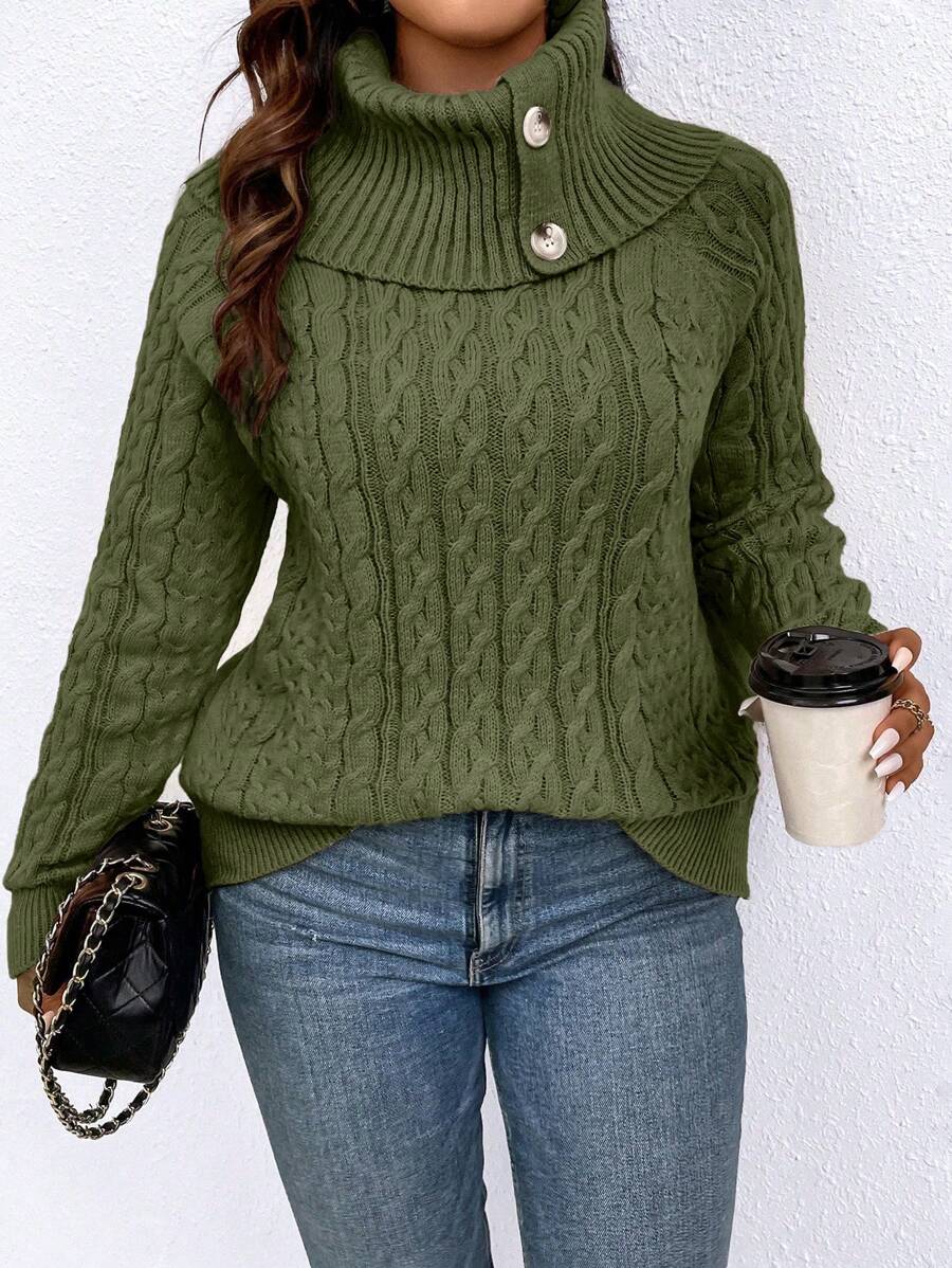 Plus Cable Knit Raglan Sleeve Sweater