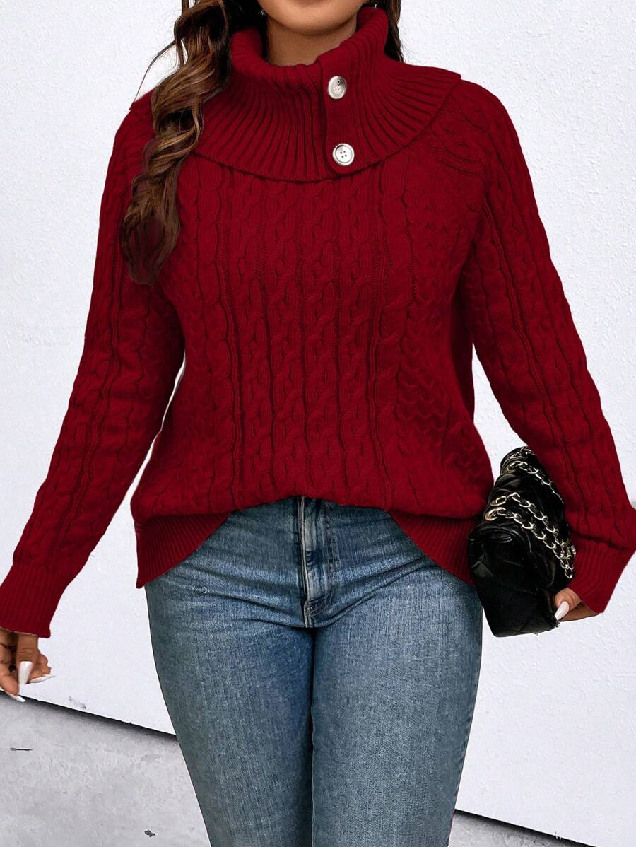 Plus Cable Knit Raglan Sleeve Sweater