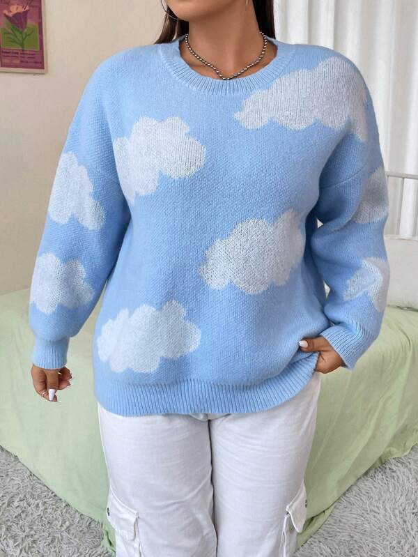 Plus Cloud Pattern Sweater