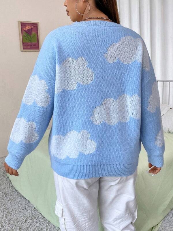Plus Cloud Pattern Sweater
