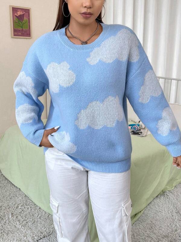 Plus Cloud Pattern Sweater