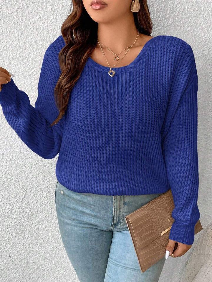 Plus Crossover Back Batwing Sleeve Sweater