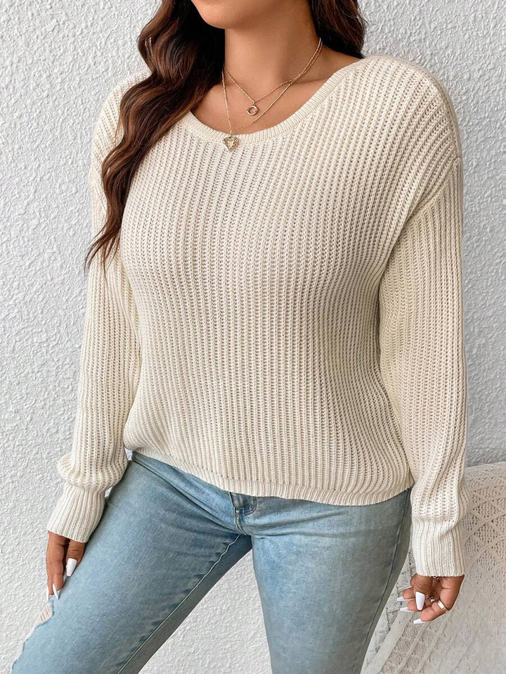 Plus Crossover Back Batwing Sleeve Sweater