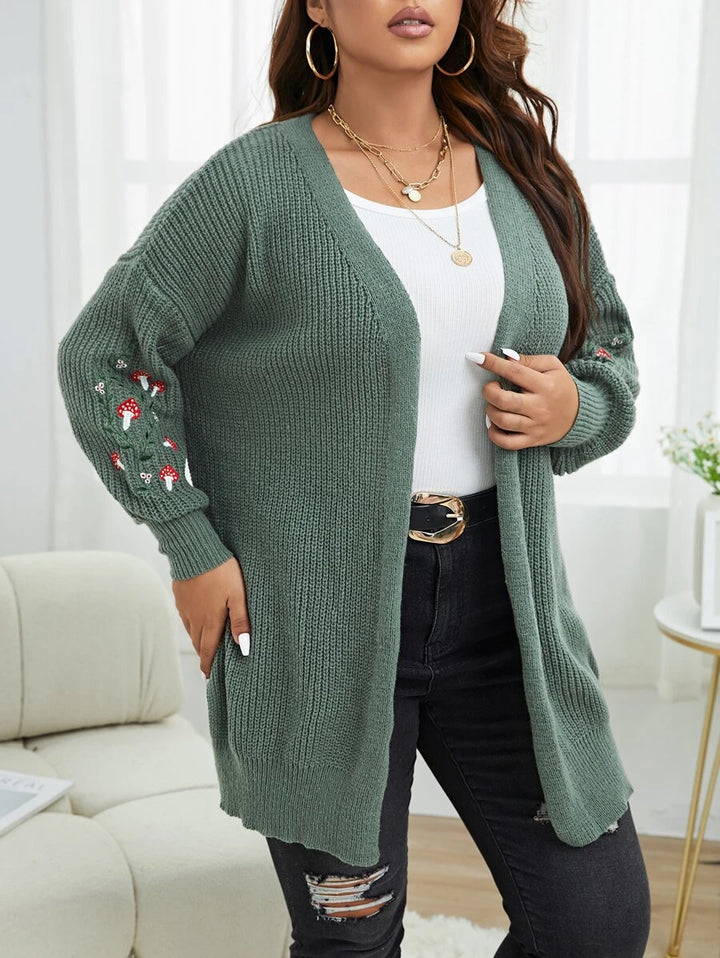 Plus Floral Embroidery Duster Cardigan