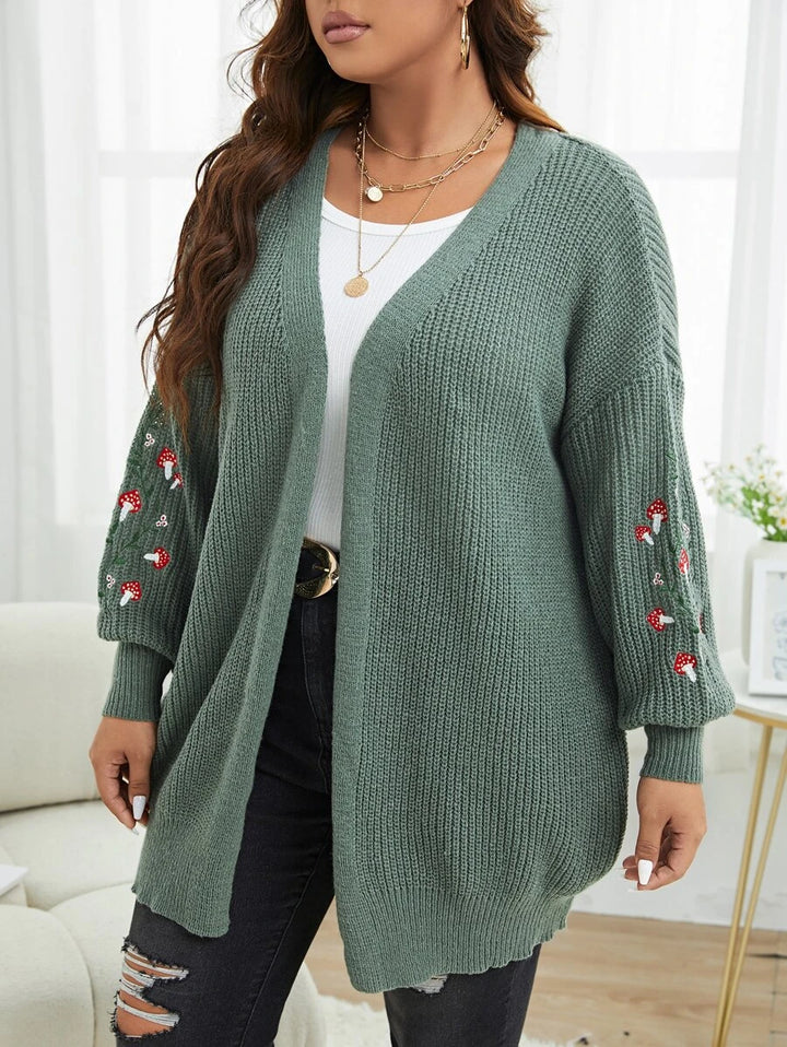 Plus Floral Embroidery Duster Cardigan