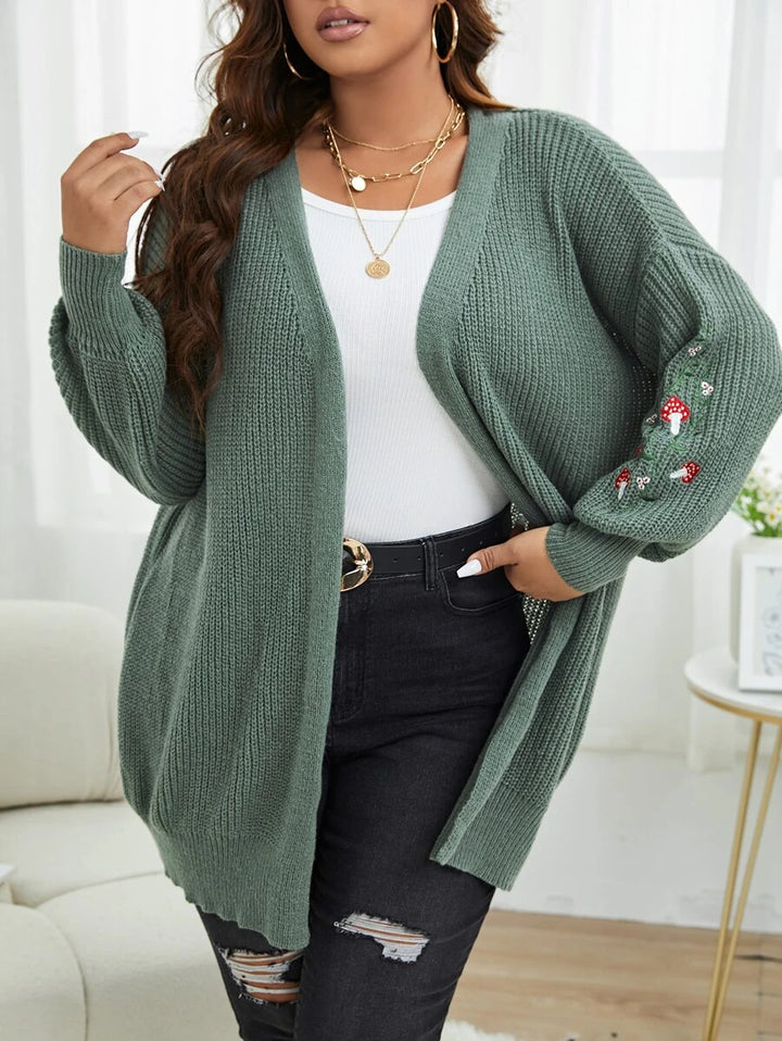 Plus Floral Embroidery Duster Cardigan