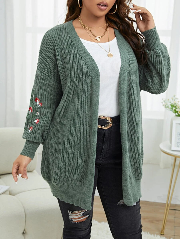 Plus Floral Embroidery Duster Cardigan