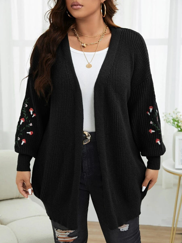 Plus Floral Embroidery Duster Cardigan