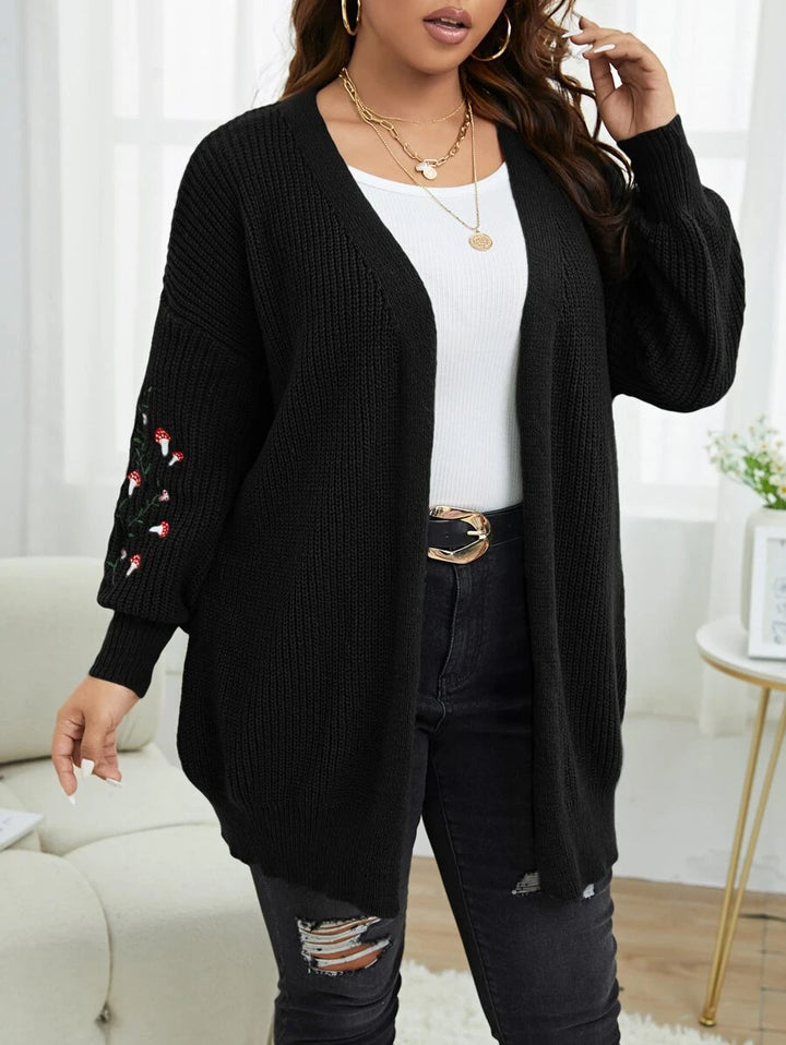 Plus Floral Embroidery Duster Cardigan