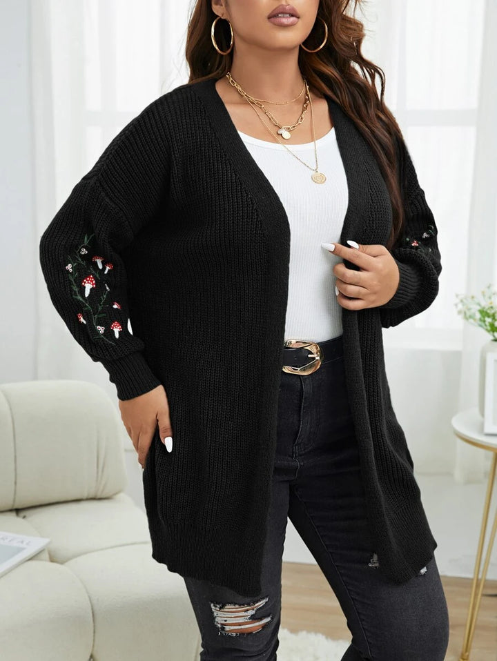 Plus Floral Embroidery Duster Cardigan