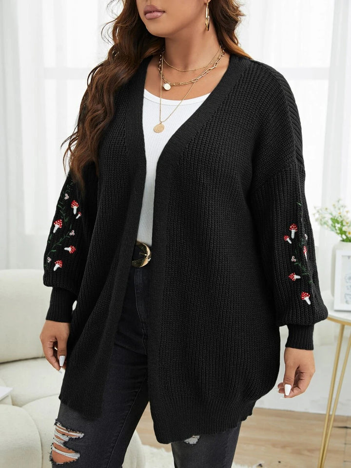 Plus Floral Embroidery Duster Cardigan