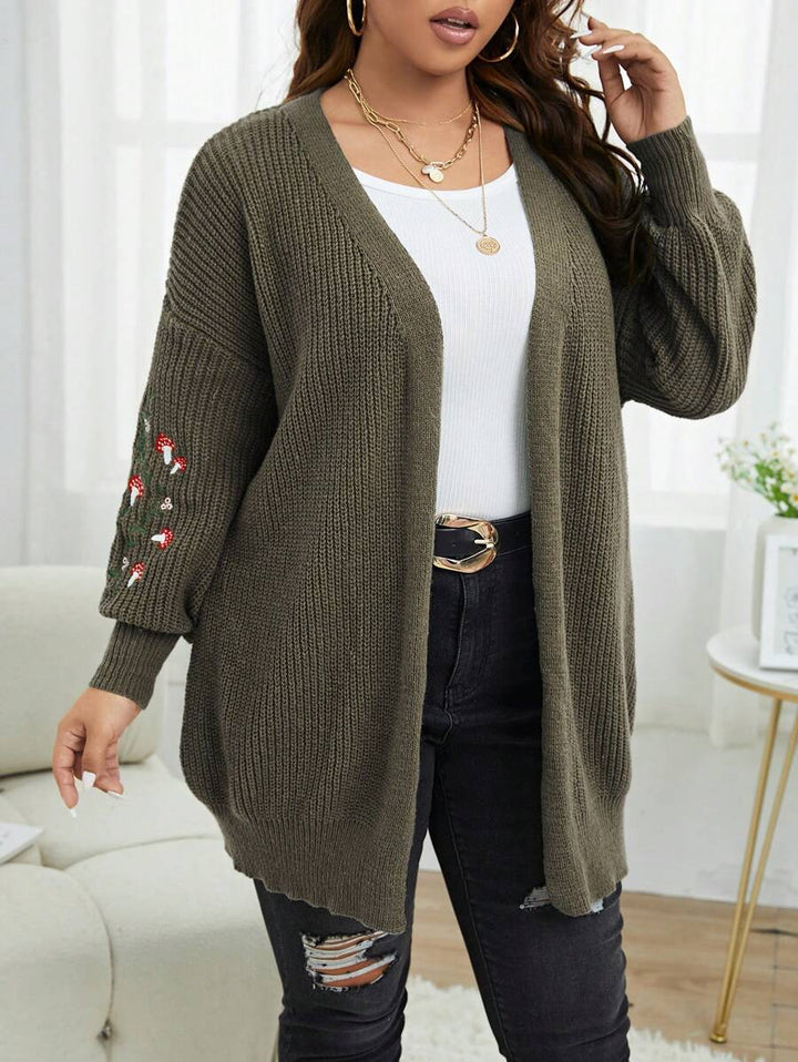 Plus Floral Embroidery Duster Cardigan