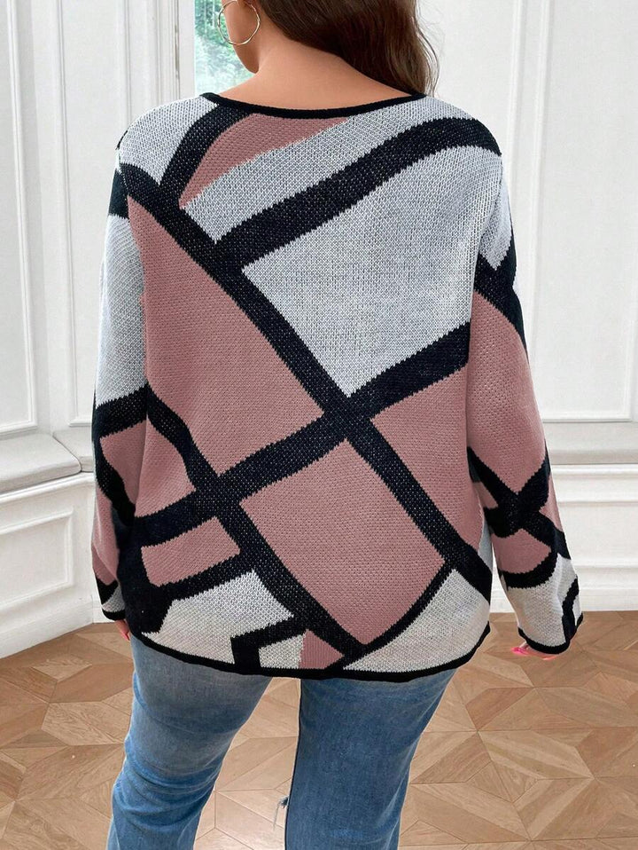Plus Geo Pattern Sweater
