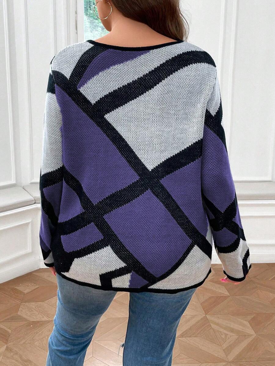 Plus Geo Pattern Sweater