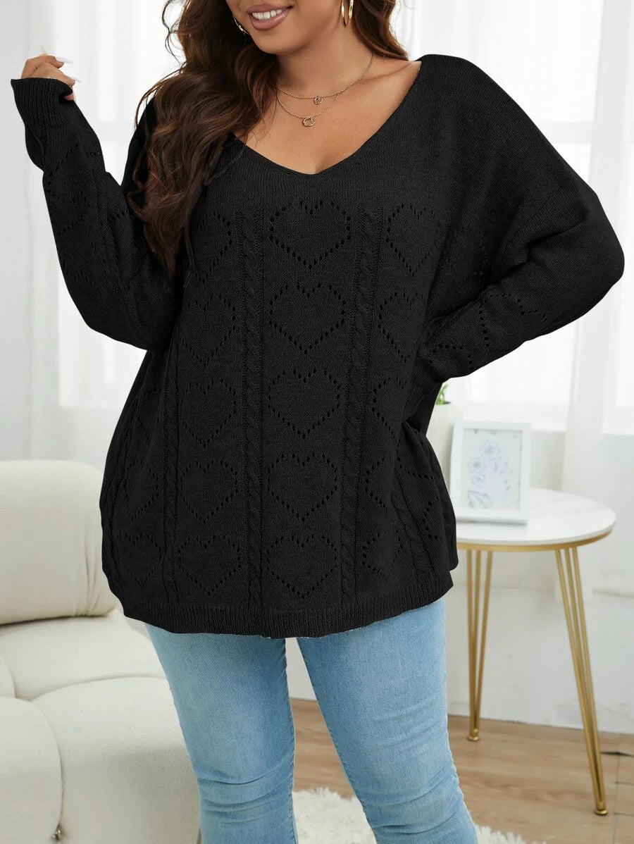 Plus Knit Batwing Sleeve Sweater