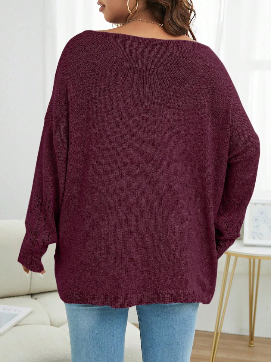 Plus Knit Batwing Sleeve Sweater