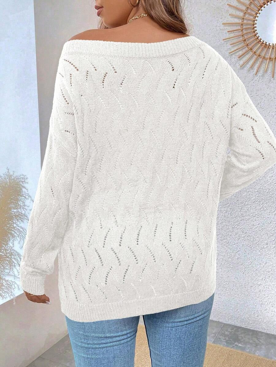 Plus Pointelle Knit Sweater