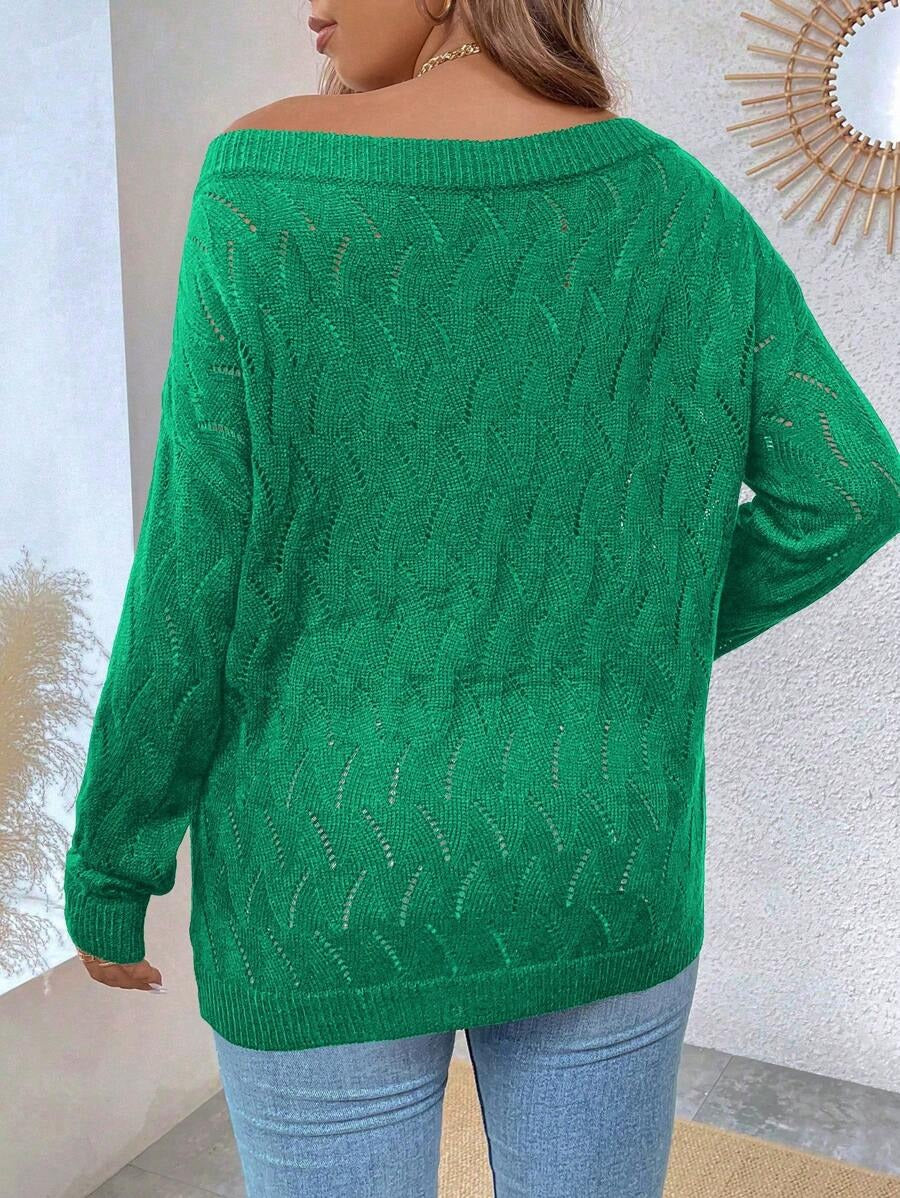 Plus Pointelle Knit Sweater