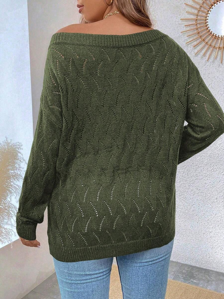 Plus Pointelle Knit Sweater