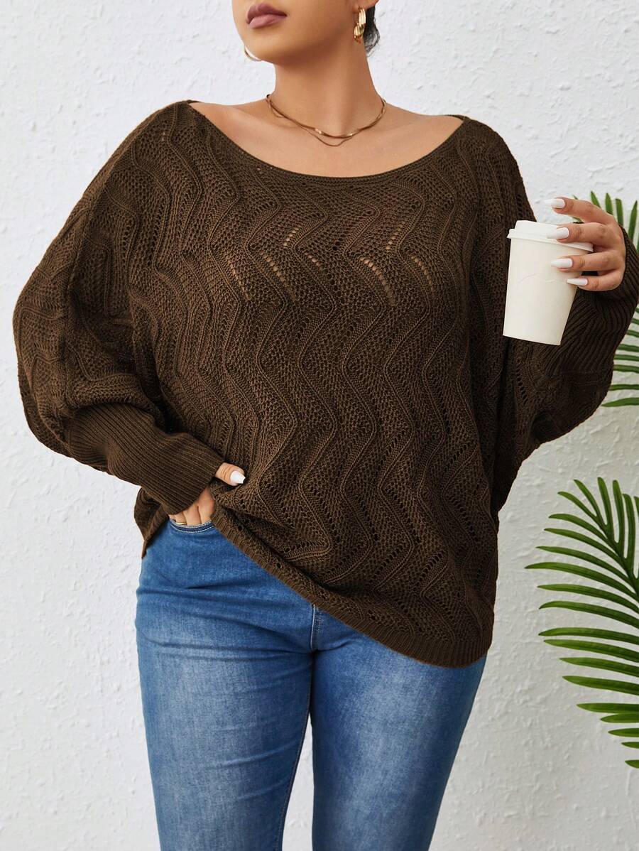 Plus Size Bat Sleeve Sweater