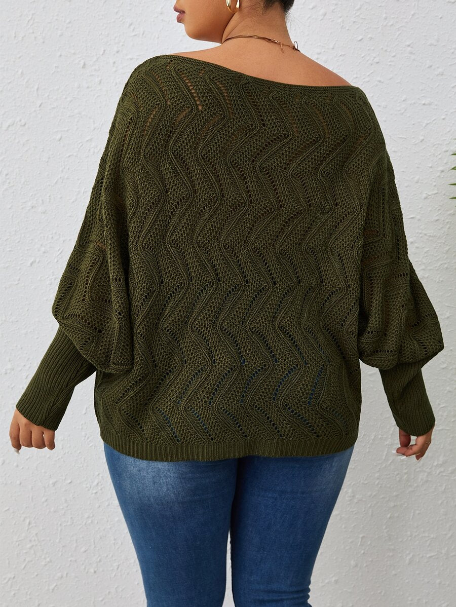 Plus Size Bat Sleeve Sweater