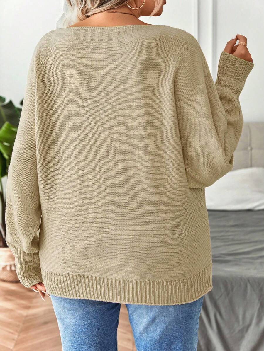 Plus Size Batwing Sleeve Casual Sweater