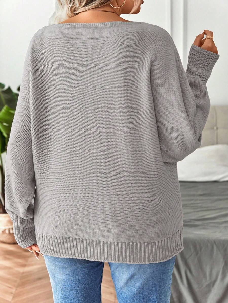 Plus Size Batwing Sleeve Casual Sweater