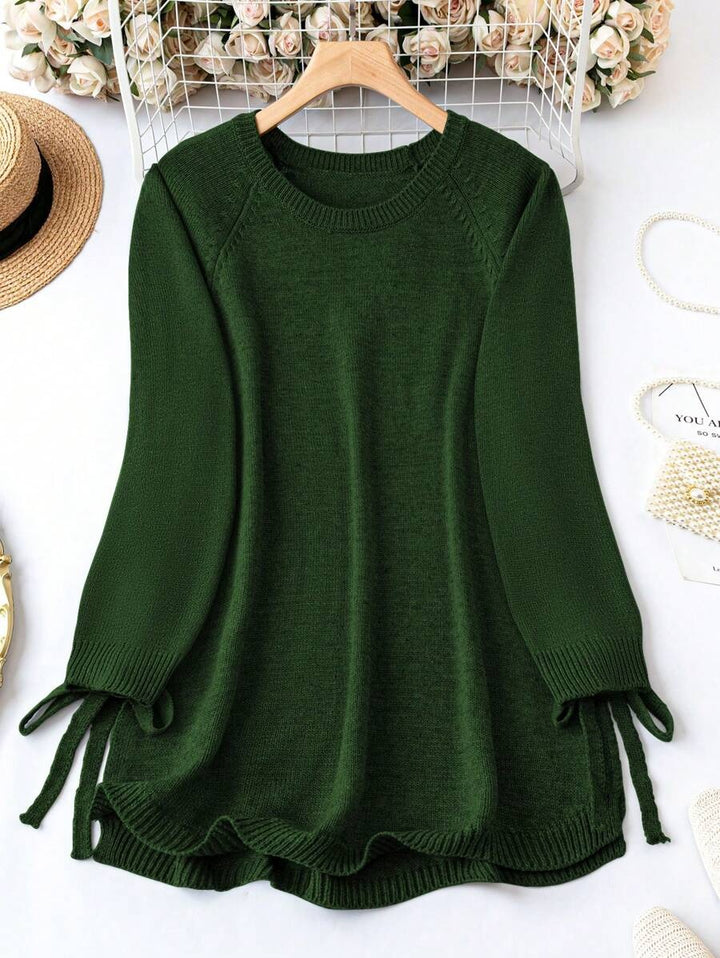 Plus Size Sweater With Knotted Sleeves
