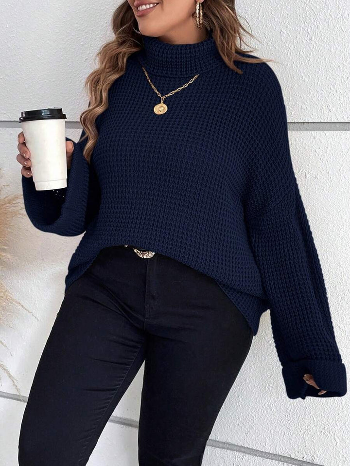 Chunky Knit Sweater With Ribbed Cuffs And Hem