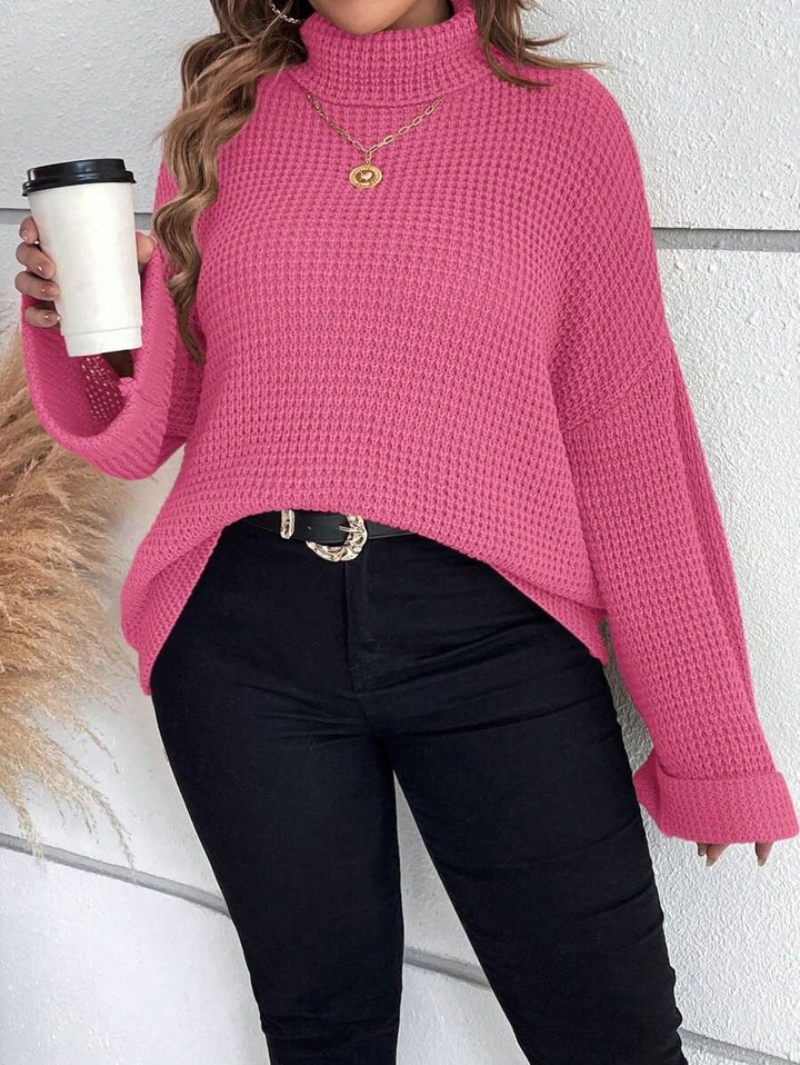 Chunky Knit Sweater With Ribbed Cuffs And Hem