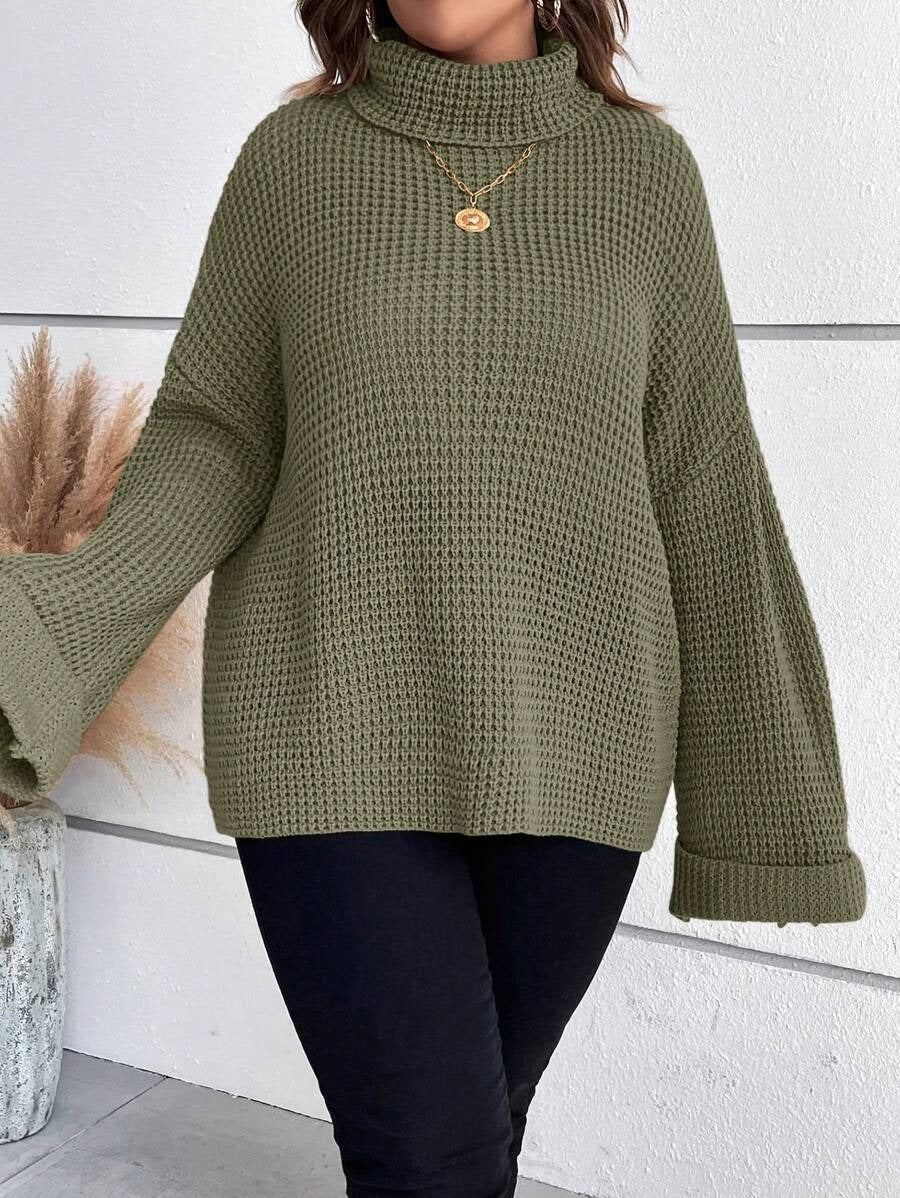 Chunky Knit Sweater With Ribbed Cuffs And Hem