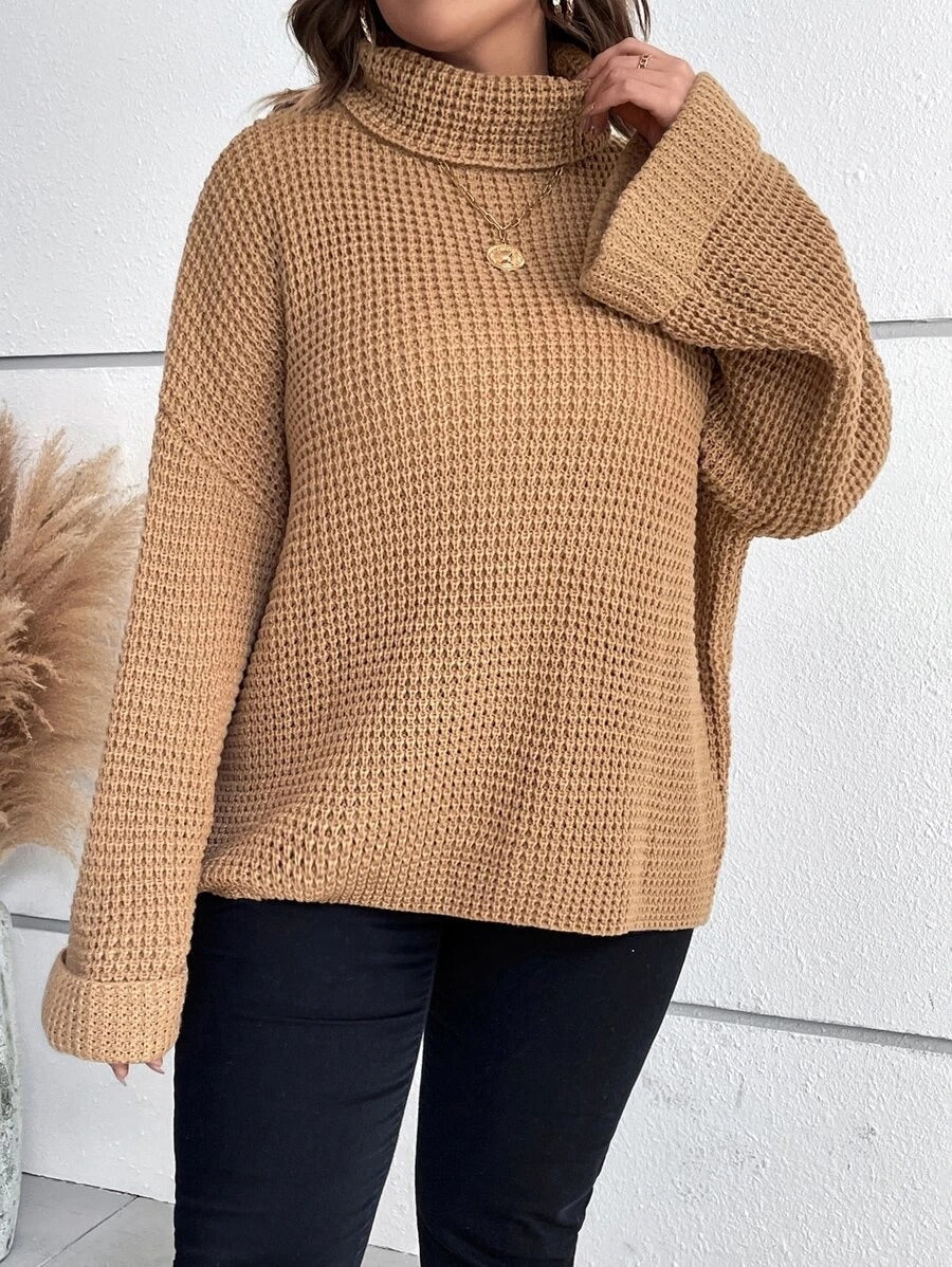 Chunky Knit Sweater With Ribbed Cuffs And Hem