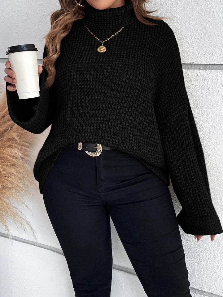 Chunky Knit Sweater With Ribbed Cuffs And Hem