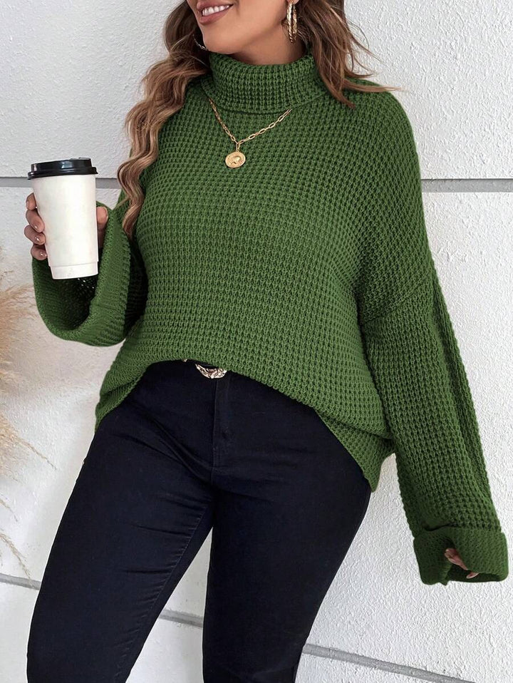 Chunky Knit Sweater With Ribbed Cuffs And Hem