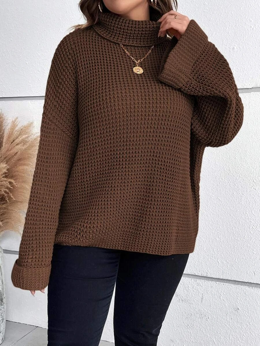 Chunky Knit Sweater With Ribbed Cuffs And Hem