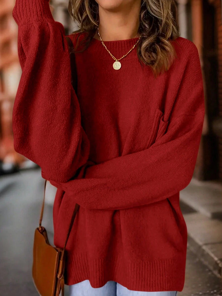 Pocket Patched Long Sleeve Sweater