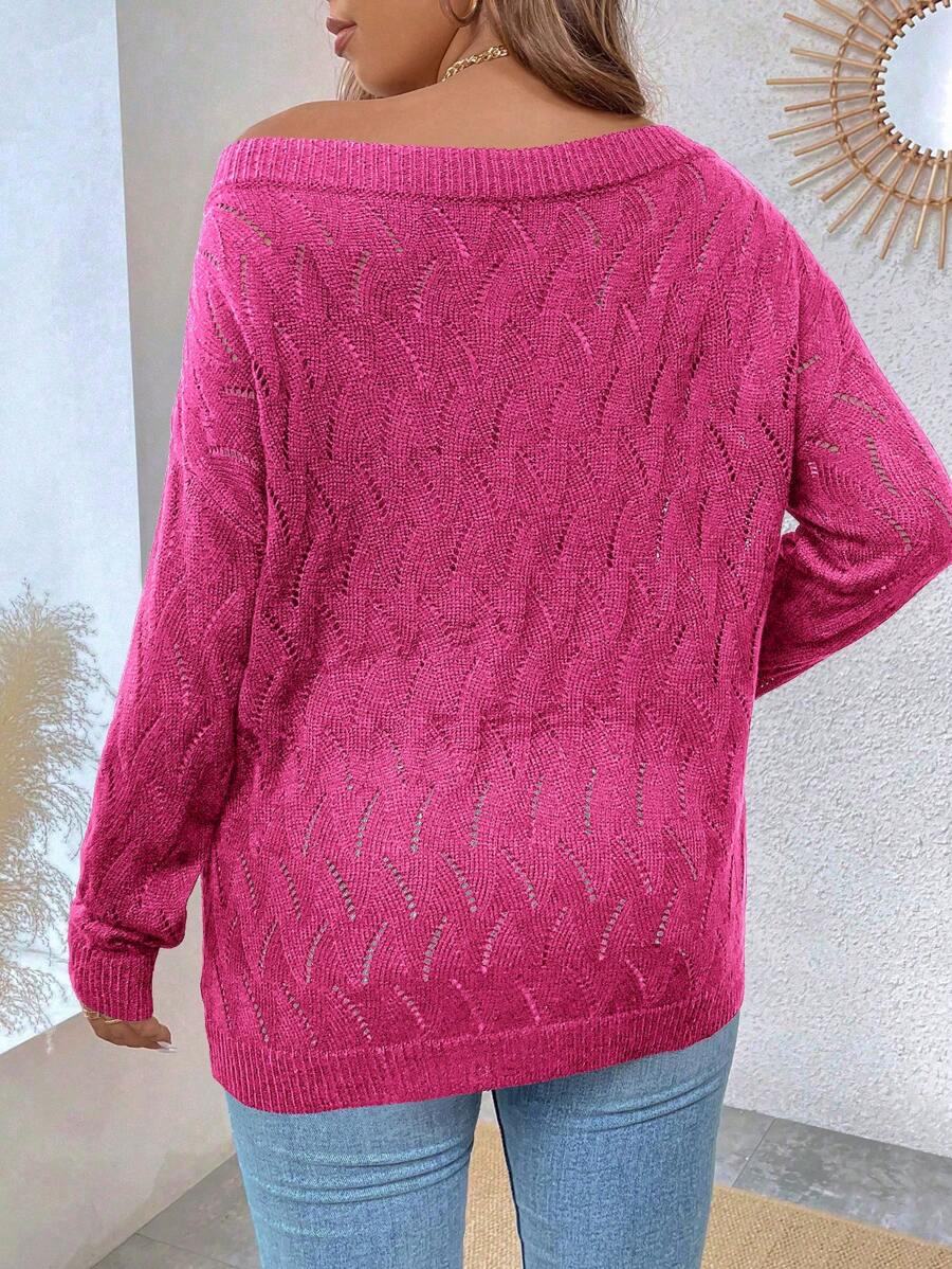 Pointelle Knit Pullovers Sweater