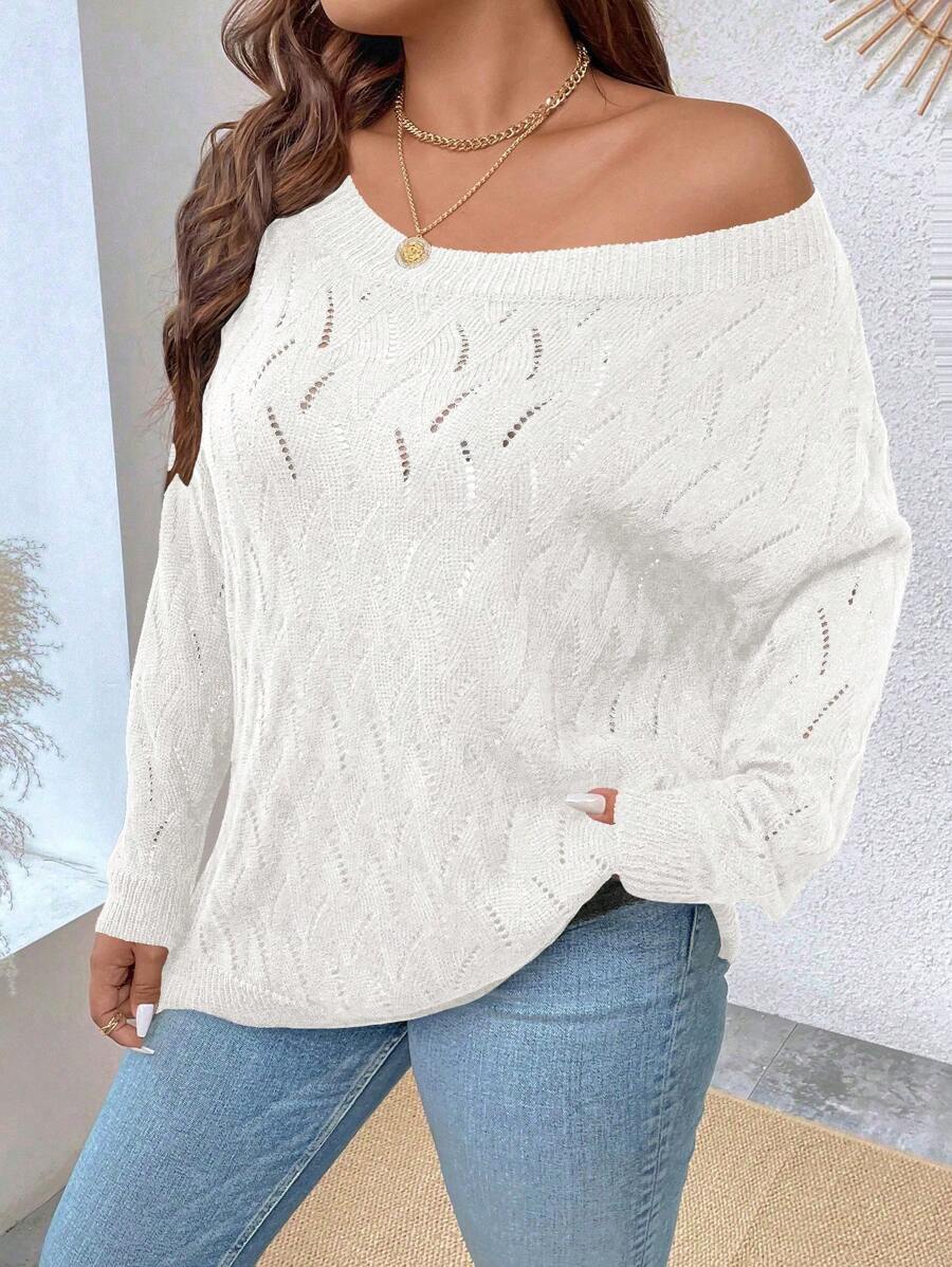 Pointelle Knit Pullovers Sweater