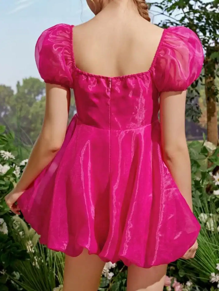 Barbie Puff Sleeve Short Dress