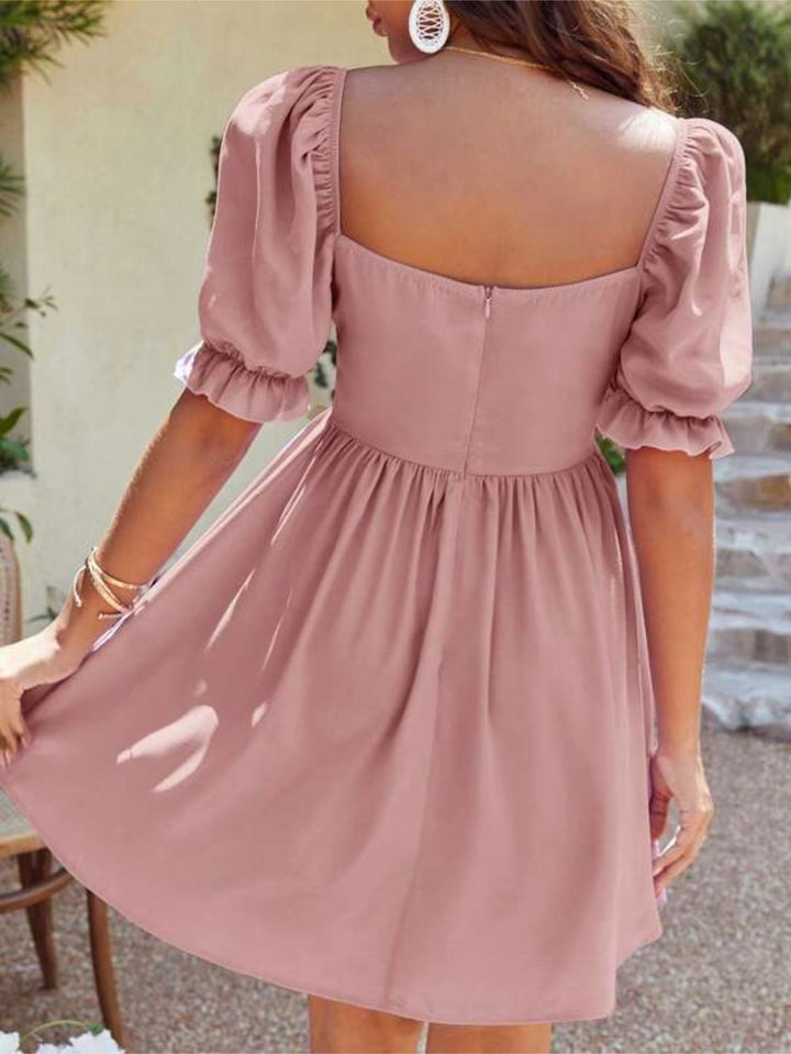 Barbie Puff Sleeve Solid Dress