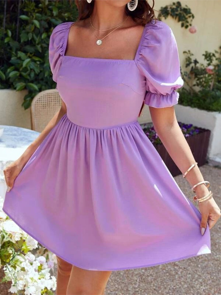 Barbie Puff Sleeve Solid Dress