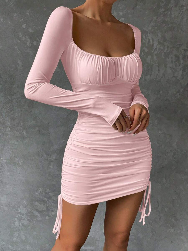 Barbie Ruched Drawstring Side Dress